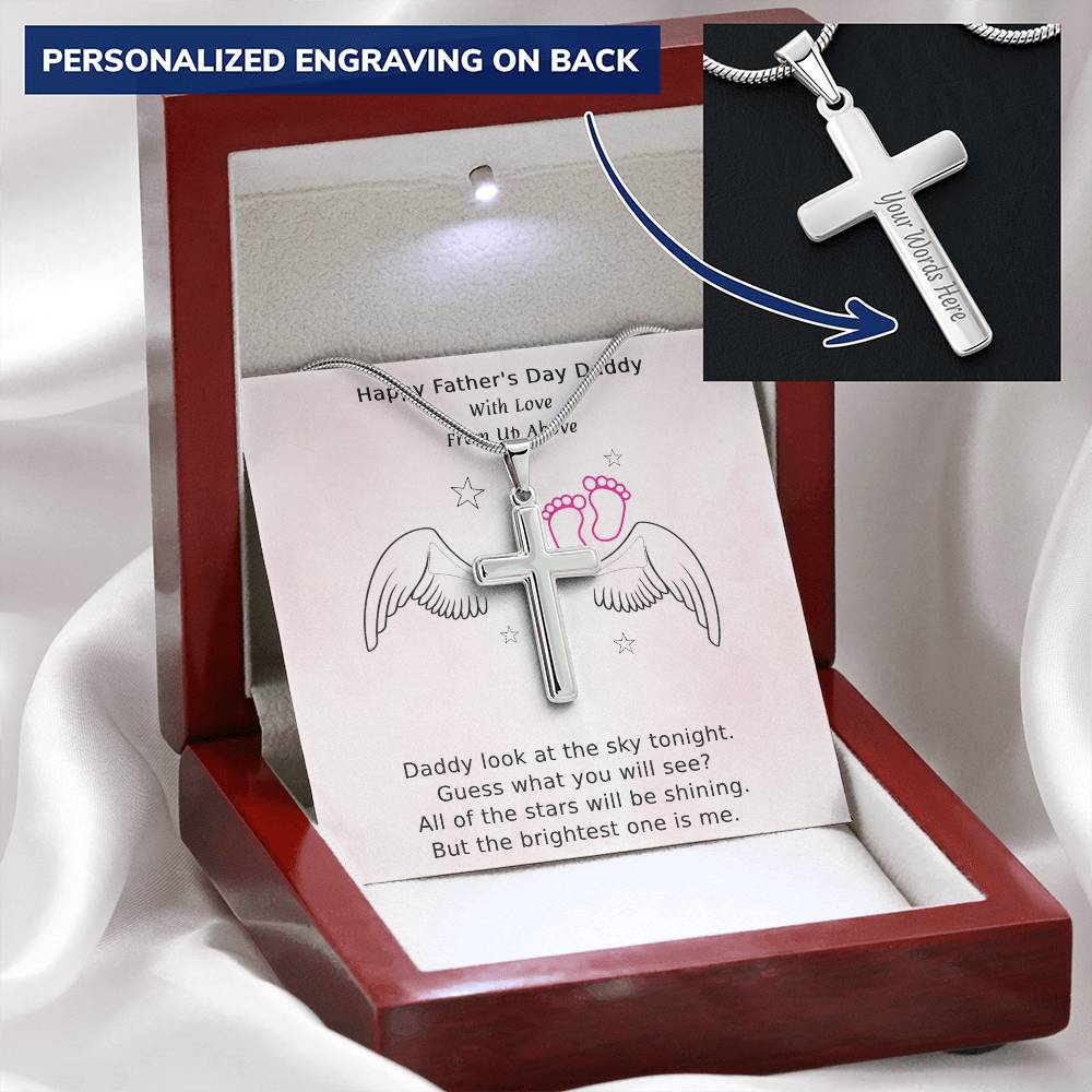 Angel 5 -1 Customize Engraved Cross Necklace