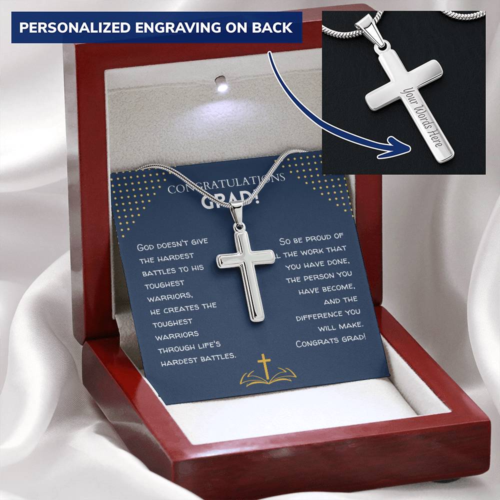 Class Of 2021 - Customize Cross Necklace Customize Engraved Cross Necklace