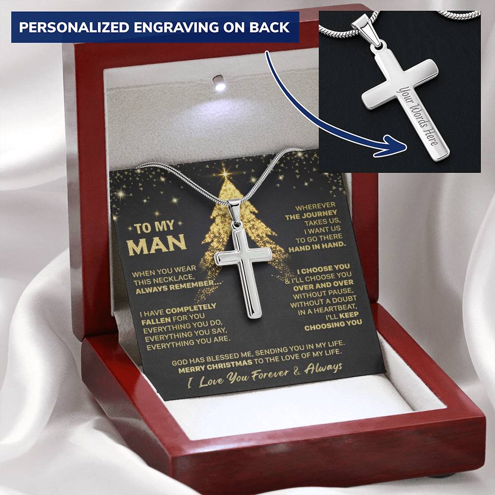 Gift For Husband - Remember - Cross Customize Engraved Cross Necklace