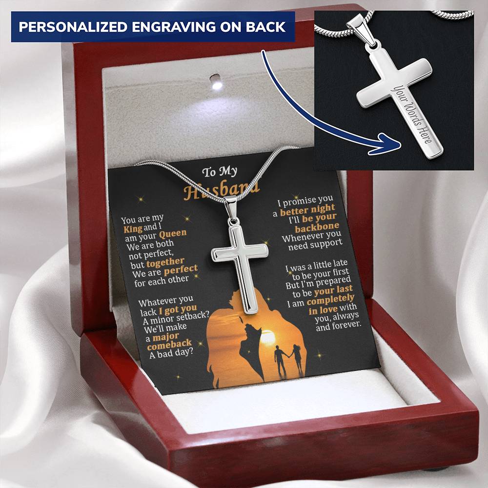 For Husband - We Are Perfect - Cross Customize Engraved Cross Necklace