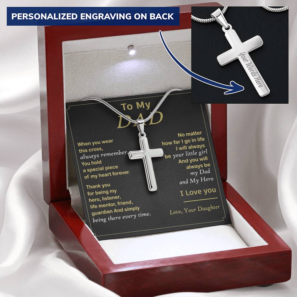 For Dad - Special Piece Of My Heart - Cross Customize Engraved Cross Necklace