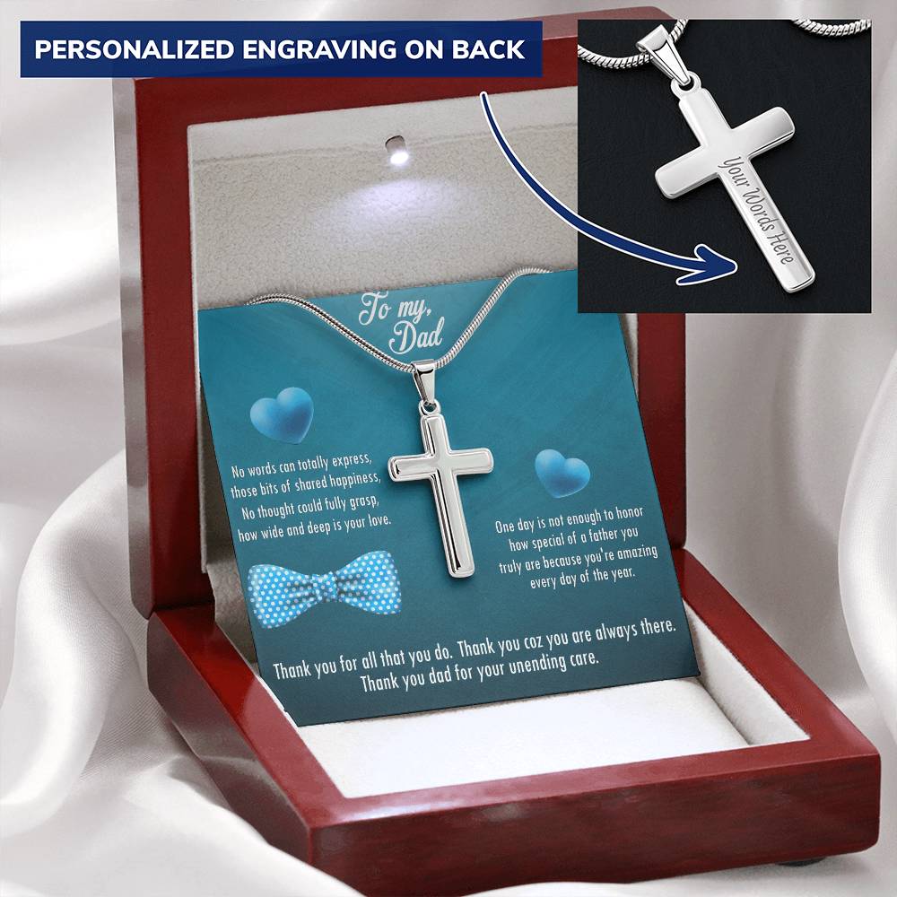 Gift For Dad 2 Customize Engraved Cross Necklace