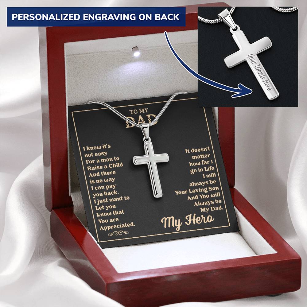 Gift For Dad - Cross Necklace 2 Customize Engraved Cross Necklace