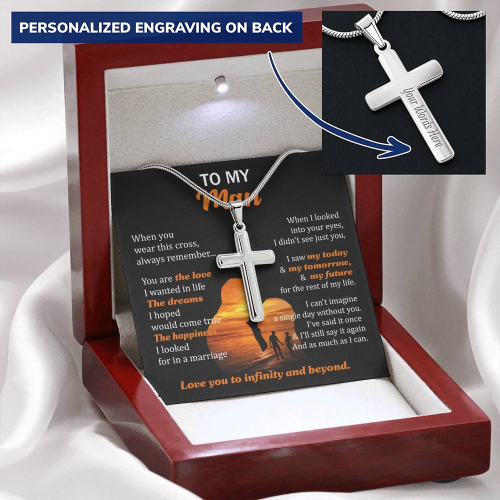 For Your Man - The Happiness - Cross Customize Engraved Cross Necklace