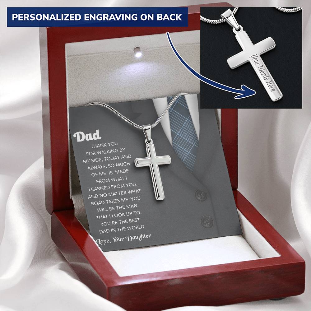 Fathers Day Gift For Your Dad Perfect Gift For Fathers Customize Engraving. Customize Engraved Cross Necklace