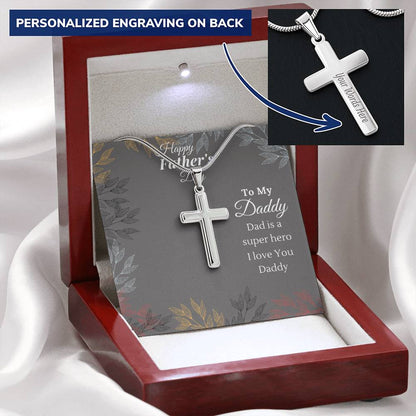 Cross Necklace For Father Cross Necklace For Dad Dad Gift From Daughter Gift For Dad  Father Gift From Daughter Customize Engraved Cross Necklace