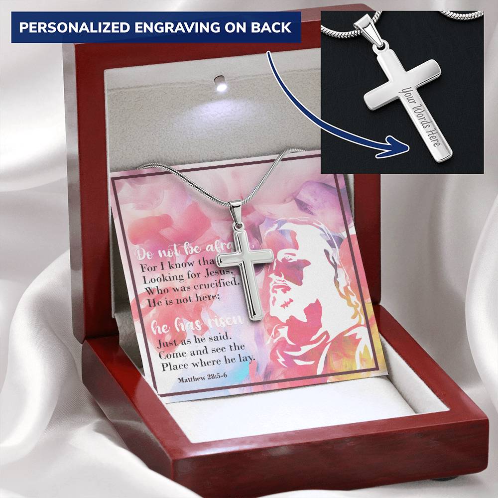 Christian Cross Necklace Personalize Cross Silver Necklace Scripture Verse Customize Engraved Cross Necklace