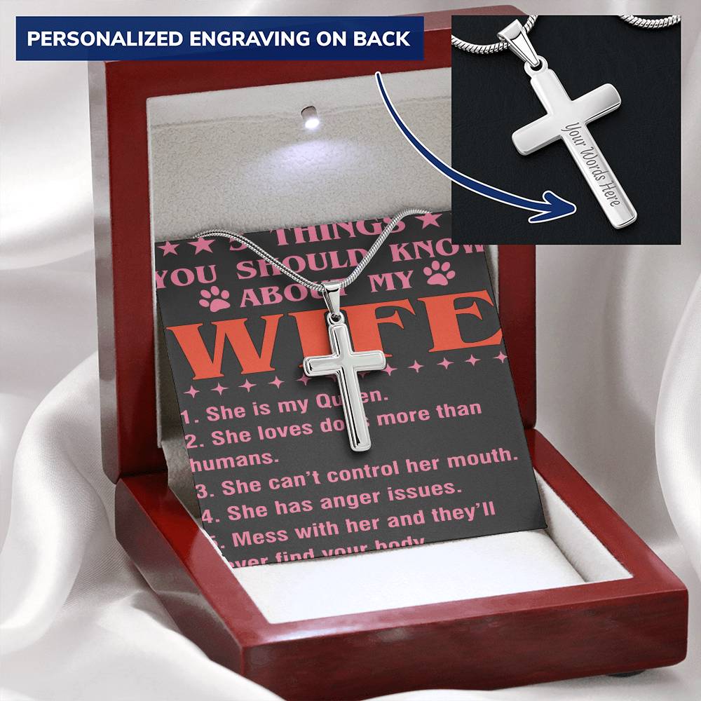 5 Things You Should Know About My Wife Customize Engraved Cross Necklace