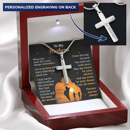 For Husband - I Am All Yours - Cross Customize Engraved Cross Necklace
