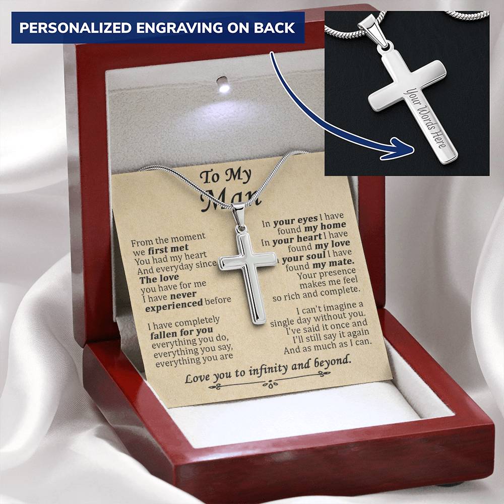 For Your Man - The Love You Have For Me - Cross Customize Engraved Cross Necklace