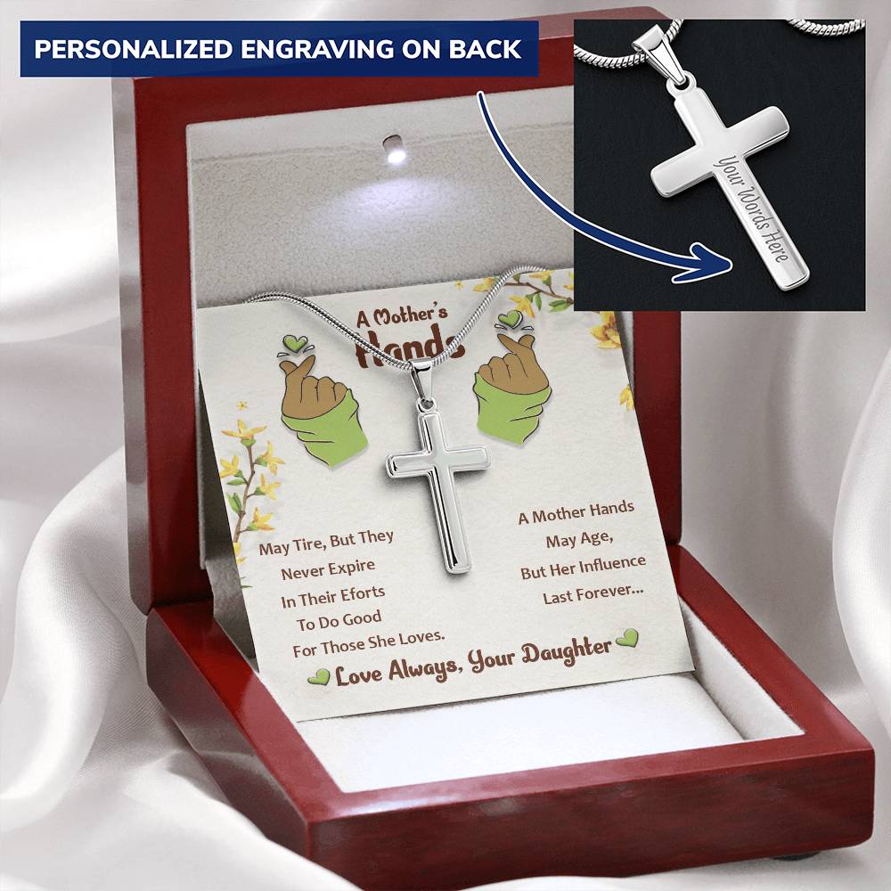 Cross Necklace For Mother Customize Engraved Cross Necklace