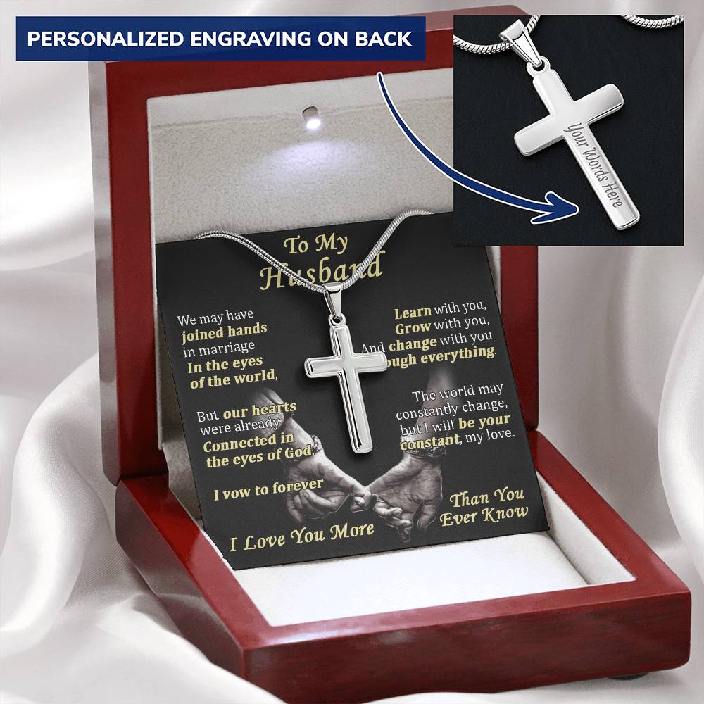 For Husband - My Love - Cross Customize Engraved Cross Necklace