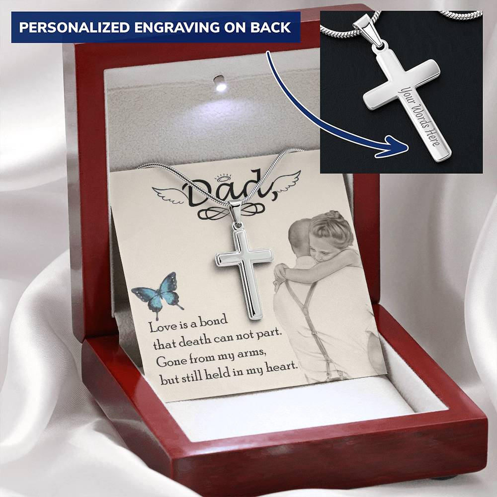 Dad - Love Is Board Thay Death Can Not Part - Necklace Customize Engraved Cross Necklace