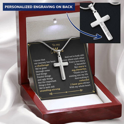 For Your Man - Love Story - Cross Customize Engraved Cross Necklace
