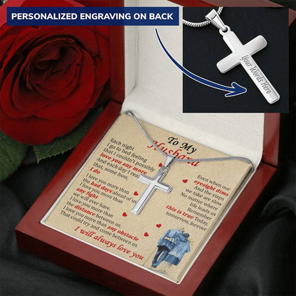 For Husband - The Steps We Take - Cross Customize Engraved Cross Necklace