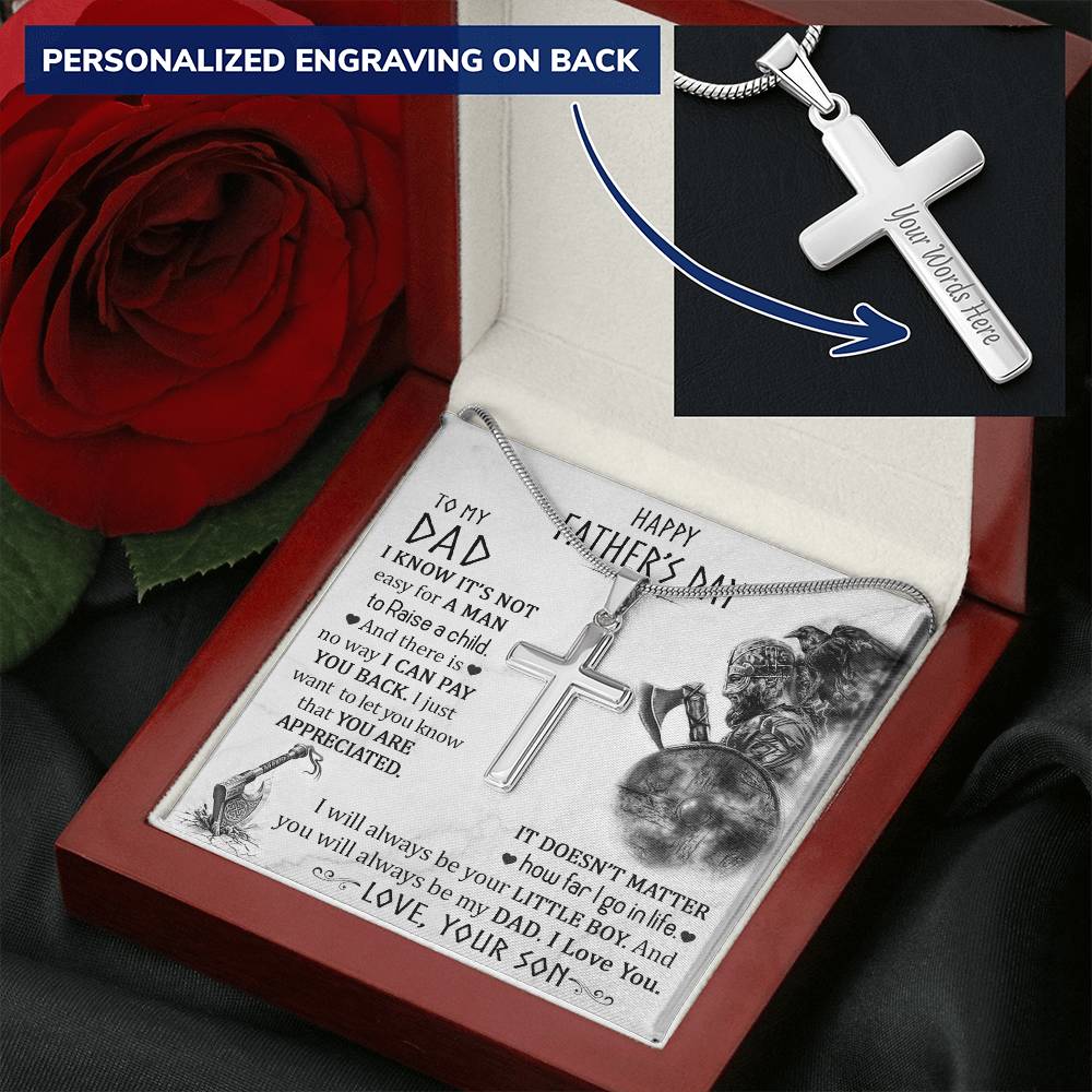 Gift For Dad 3 Customize Engraved Cross Necklace