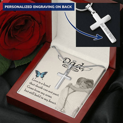 Dad - Love Is Board Thay Death Can Not Part - Necklace Customize Engraved Cross Necklace