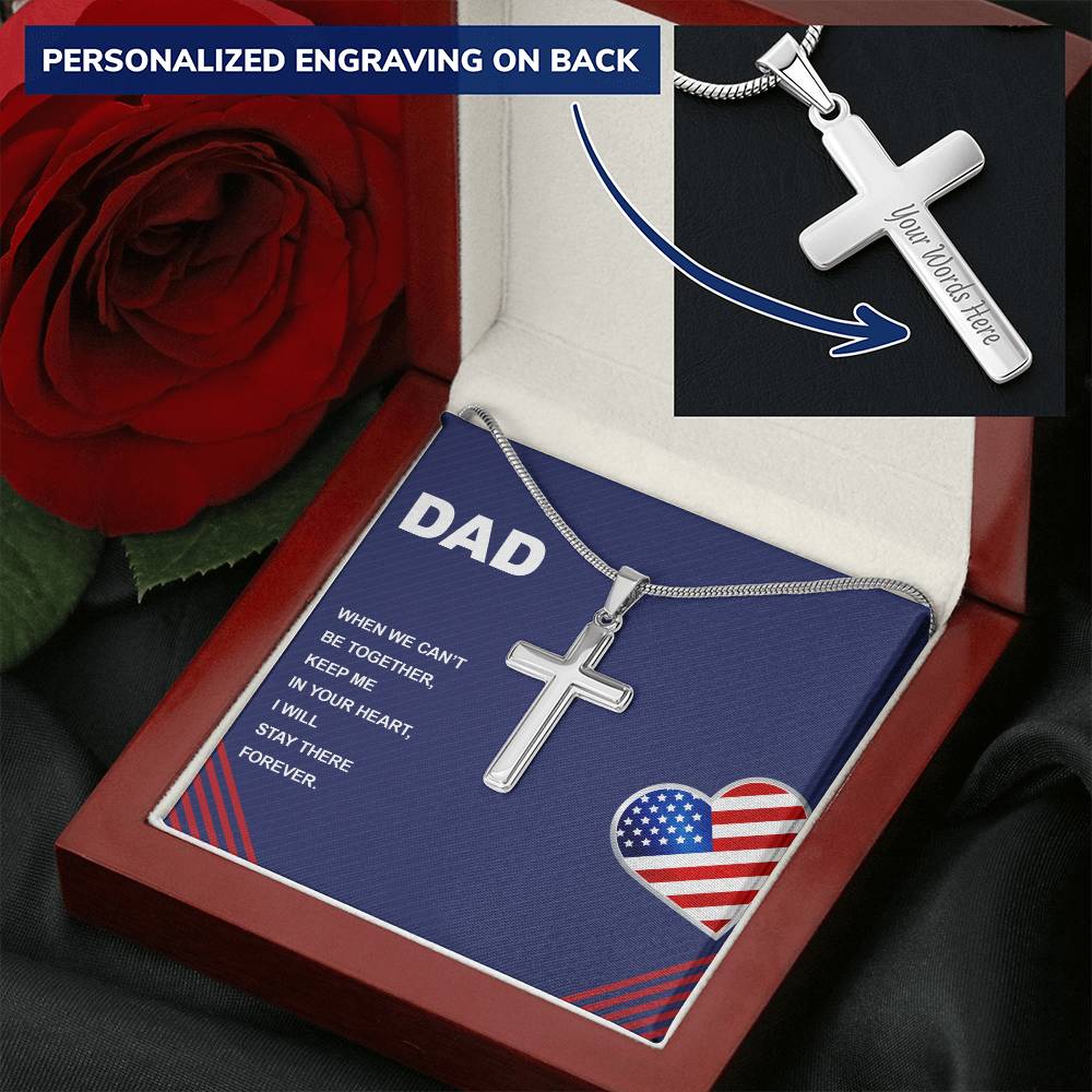 Gift For Dad  Customize Cross Necklace  Father Daughter  To My Dad 4 Customize Engraved Cross Necklace