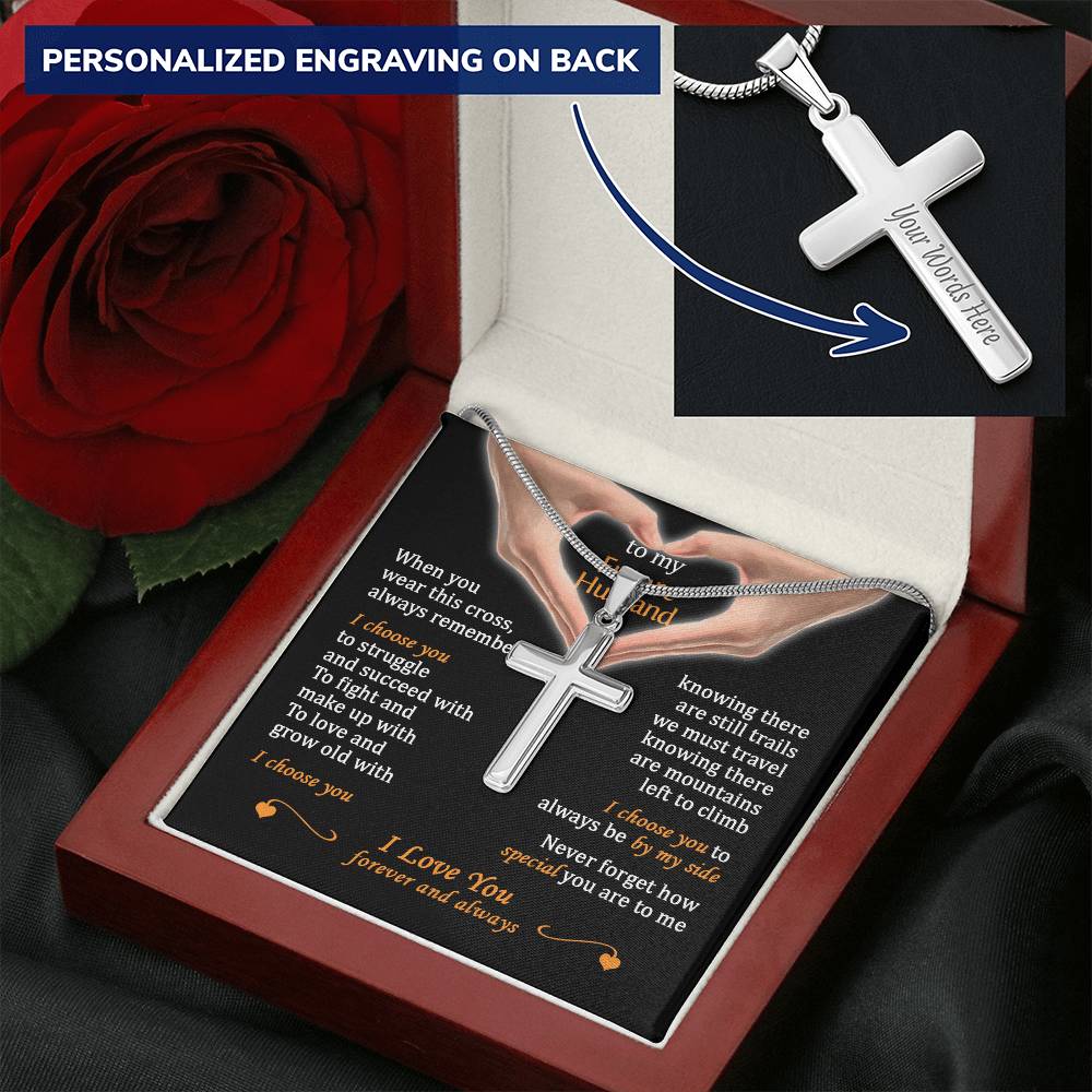 For Future Husband - Grow Old With You 2 - Cross Customize Engraved Cross Necklace
