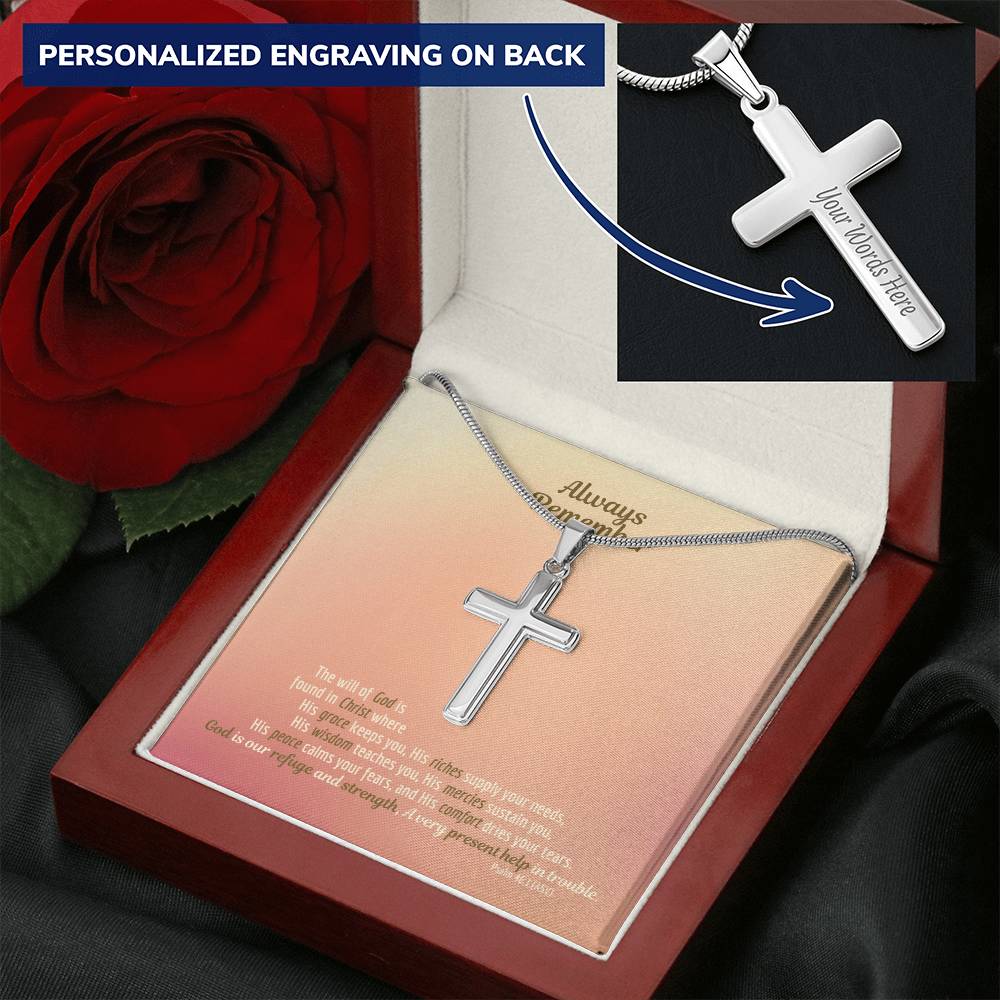 Cancer Fighter Necklace Customize Cross Pendant Cross Jewelry For Him Customize Engraved Cross Necklace