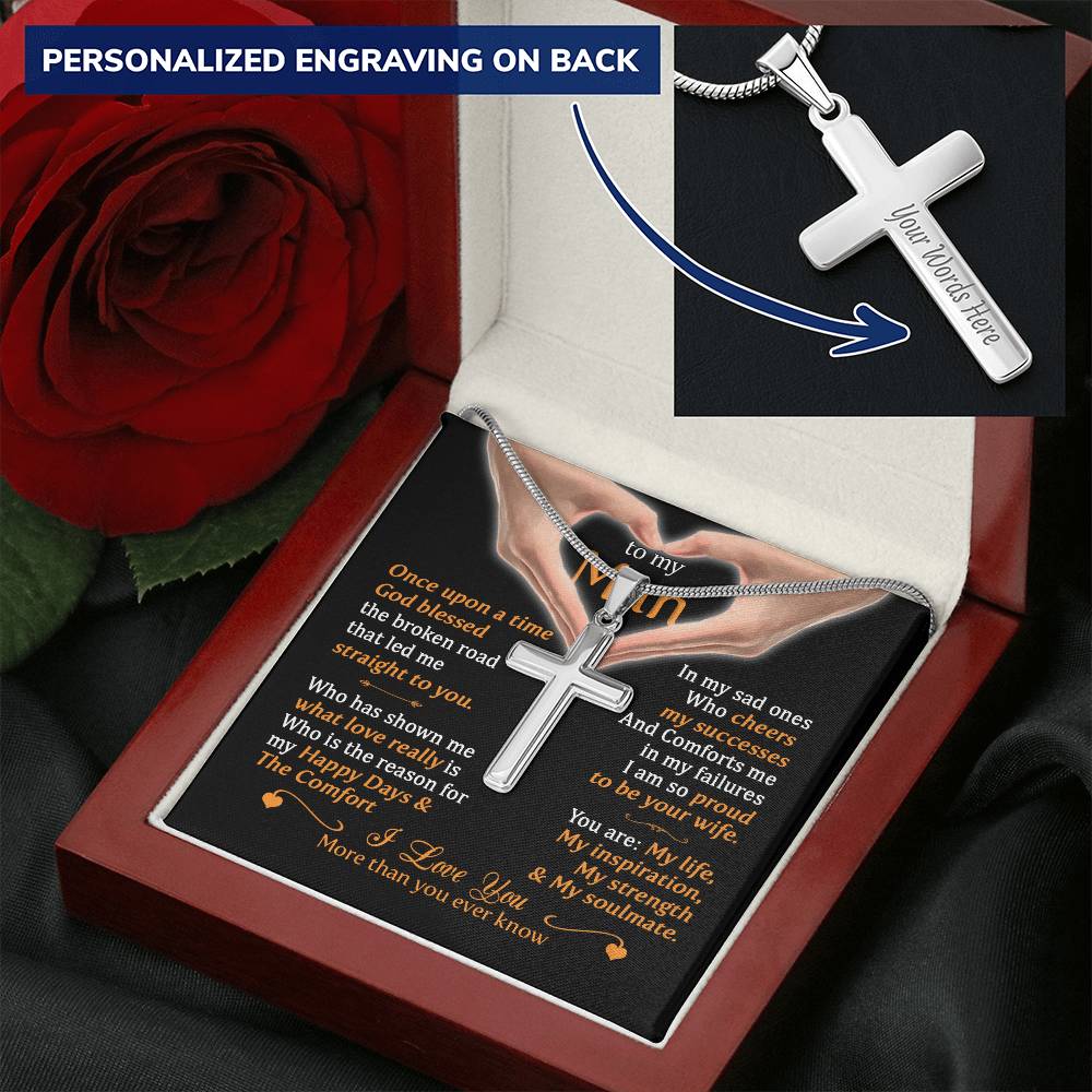 For Your Man - What Love Really Is - Cross Customize Engraved Cross Necklace
