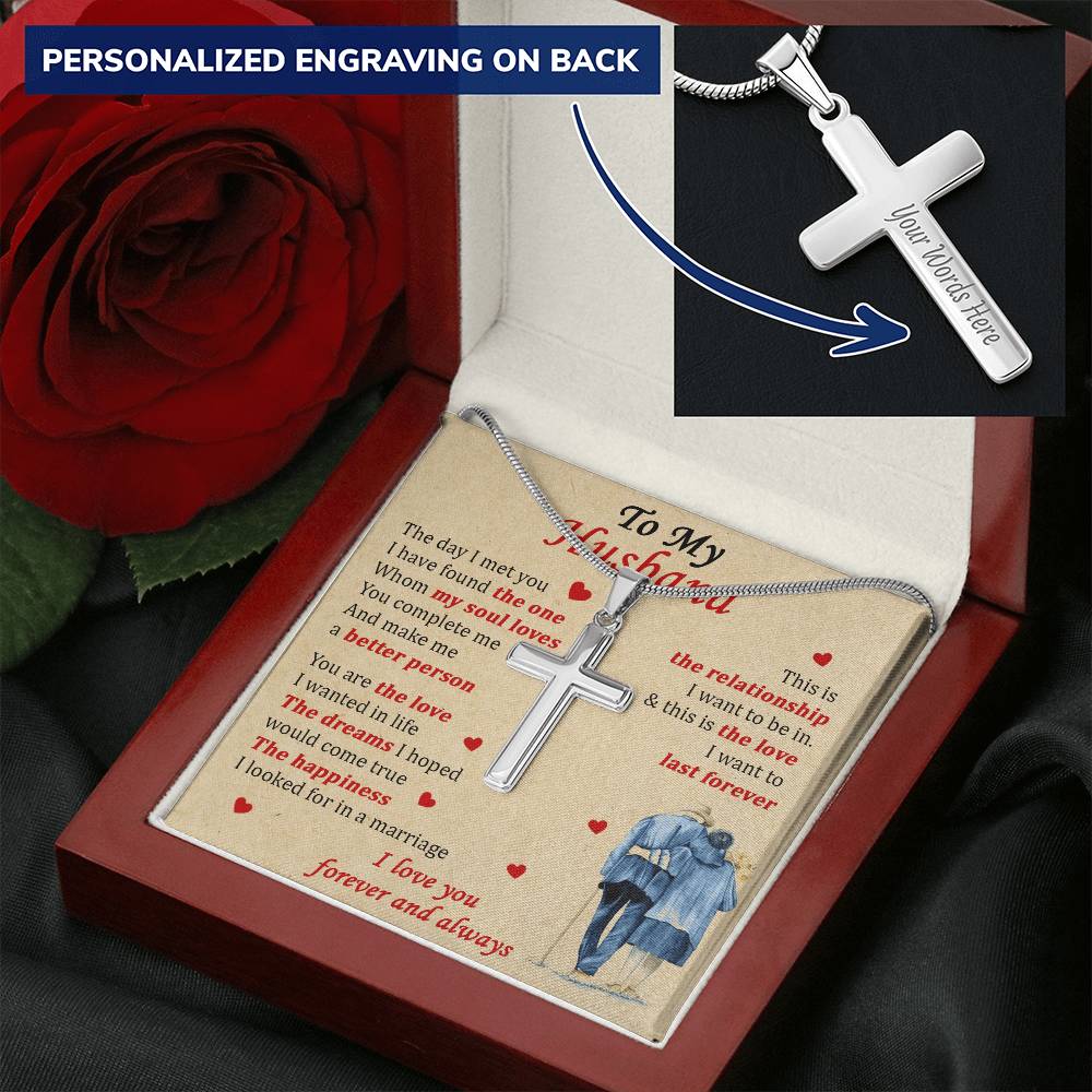 For Husband - Last Forever - Cross 1 Customize Engraved Cross Necklace
