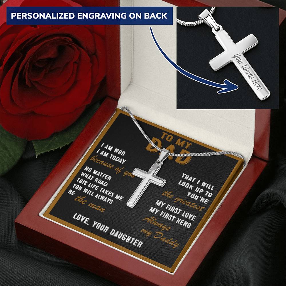 For Dad - My First Hero - Cross Customize Engraved Cross Necklace