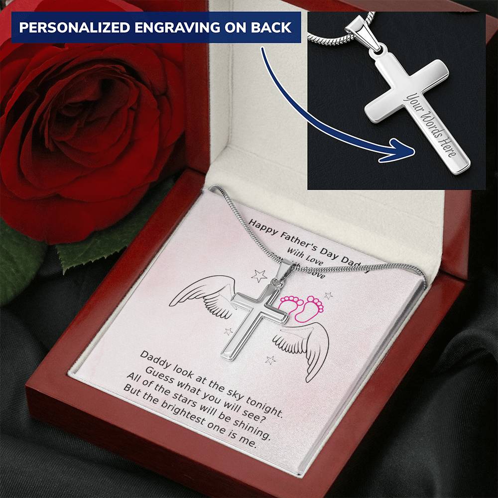 Angel 5 -1 Customize Engraved Cross Necklace