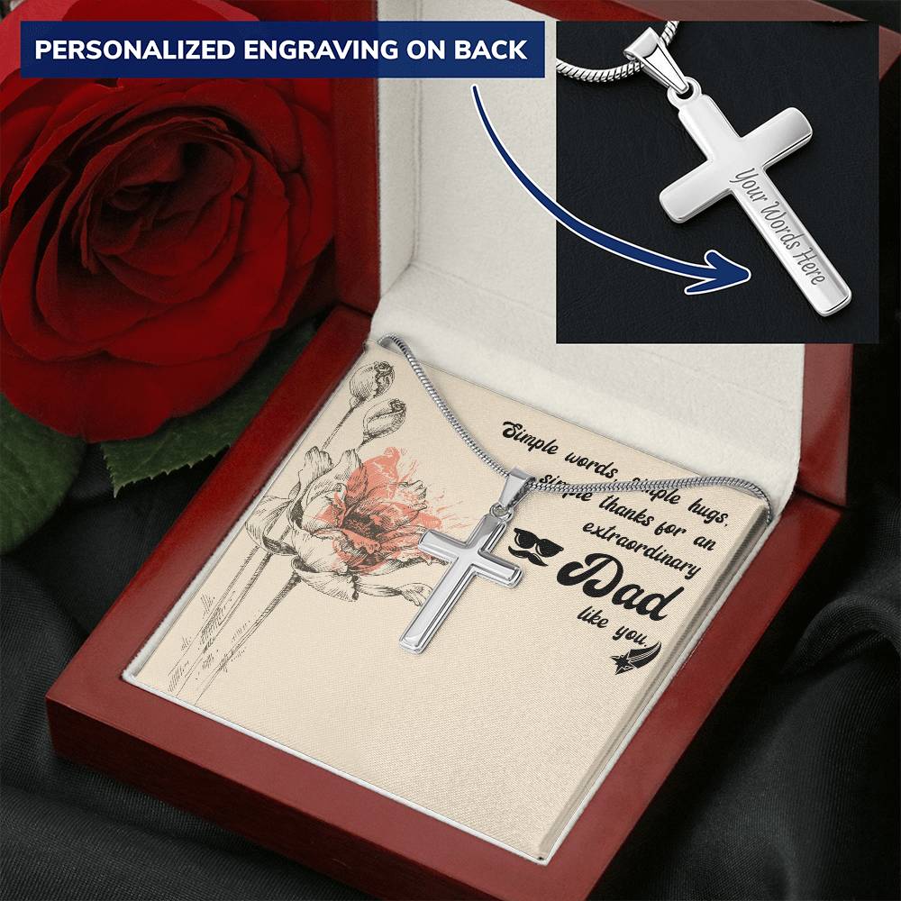Gift For Dad  Customize Cross Necklace  Father Daughter  To My Dad 1 Customize Engraved Cross Necklace