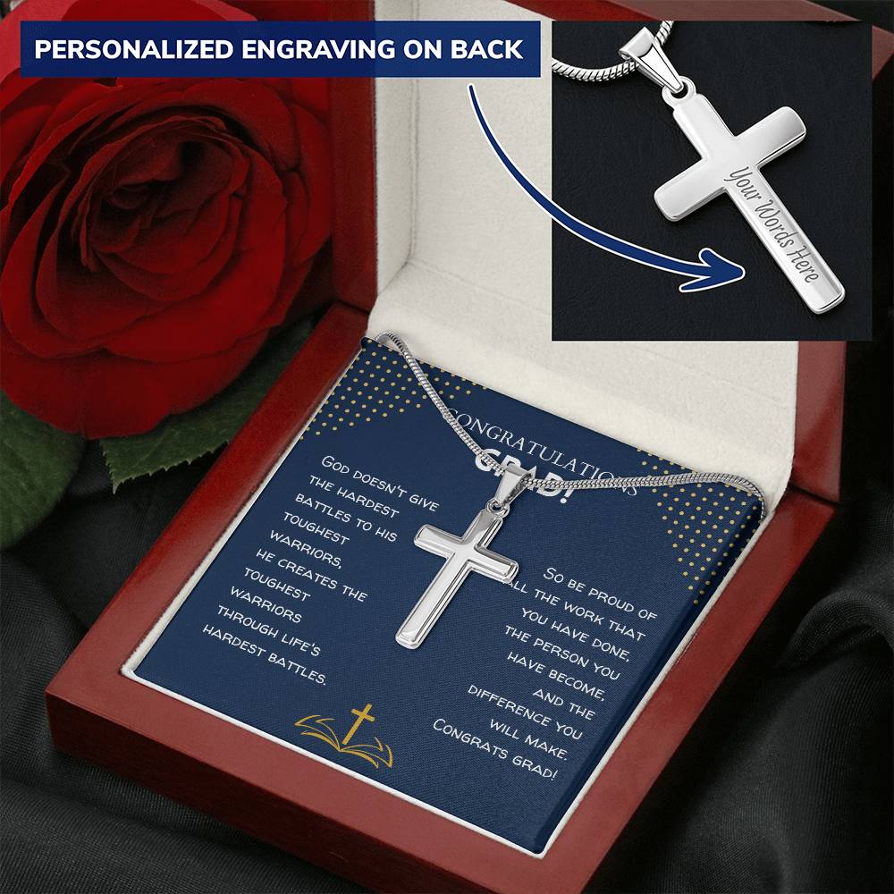 Class Of 2021 - Customize Cross Necklace Customize Engraved Cross Necklace