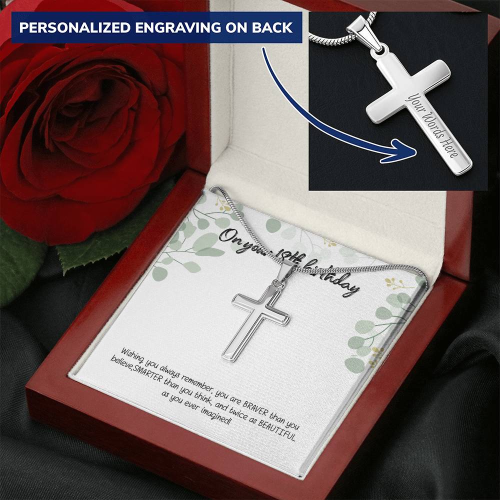 18Th Birthday Gift For Girls Birthday Gift For 18Th Birthday Gift For Her Eighteen Customize Engraved Cross Necklace
