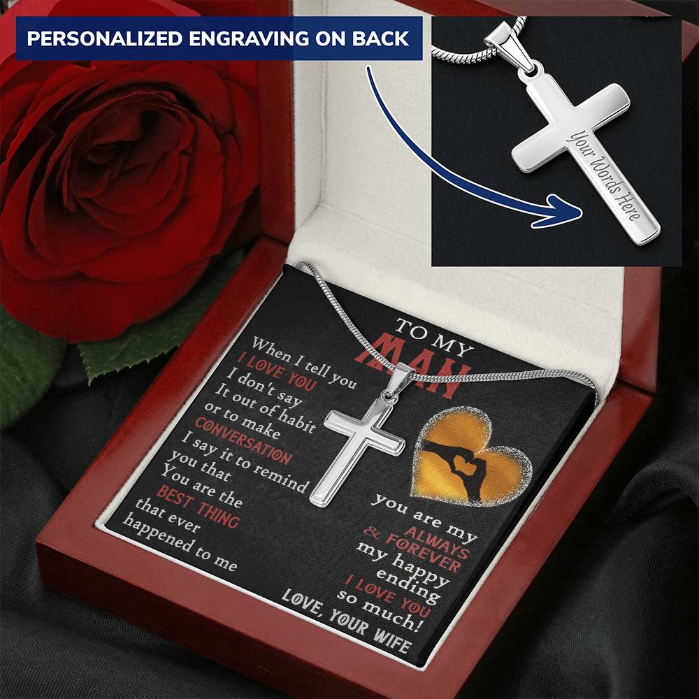 For Your Man - You Are The Best Thing - Cross 1 Customize Engraved Cross Necklace