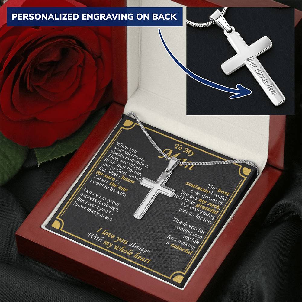 For Your Man - I'm So Grateful - Cross Customize Engraved Cross Necklace