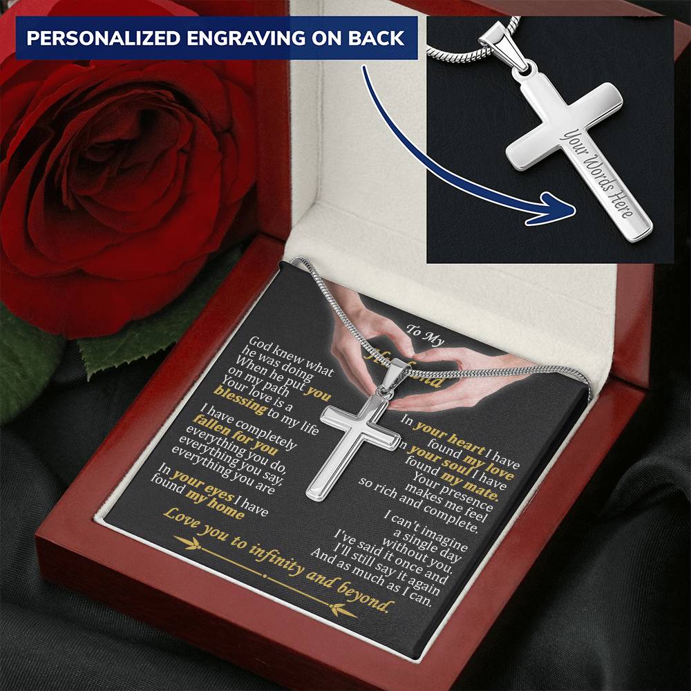For Husband - Put You On My Path - Cross Customize Engraved Cross Necklace