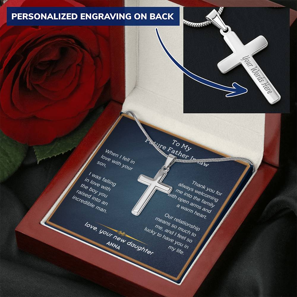 Future Father In Law- When I Fell Customize Engraved Cross Necklace