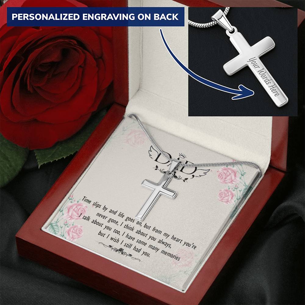 Dad - From My Heart You Are Never Gone - Necklace Customize Engraved Cross Necklace