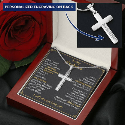For Husband - This Is True - Cross Customize Engraved Cross Necklace