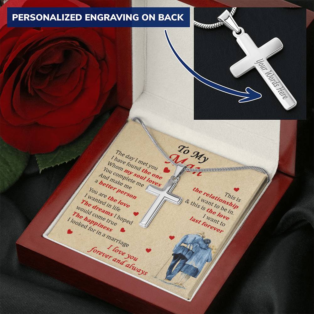 For Your Man - Last Forever - Cross 1 Customize Engraved Cross Necklace