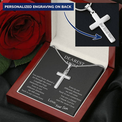 Dearest Mom  Warm Your Mothers Heart With This Necklace Customize Engraved Cross Necklace