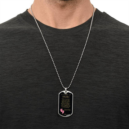 Father's Day Daddy To Be Dog Tag Gift For Dads - Girl Gender Reveal - Army Tag Necklace, Dog Tag Necklace