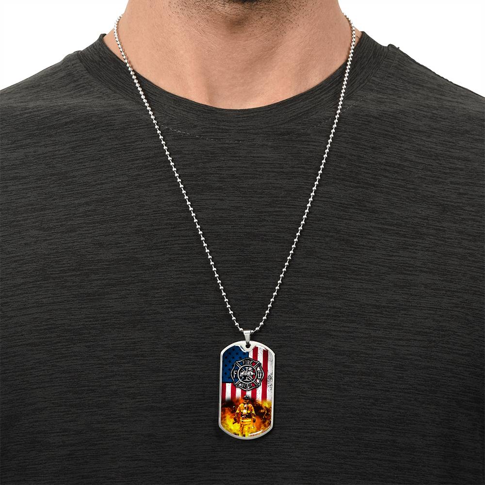 Firefighter Dog Tag Pendant Necklace gifts Engraved Fireman's Dog Tag Engraved Firefighter Dog Tag Firefighter Dog Tags - Army Tag Necklace, Dog Tag Necklace