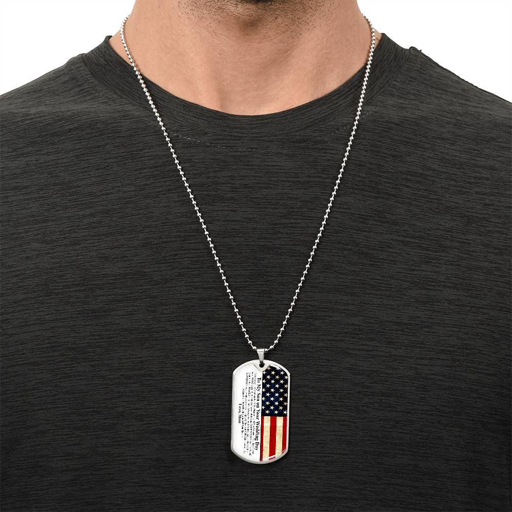 To My Son On Your Wedding Day - Army Tag Necklace, Dog Tag Necklace