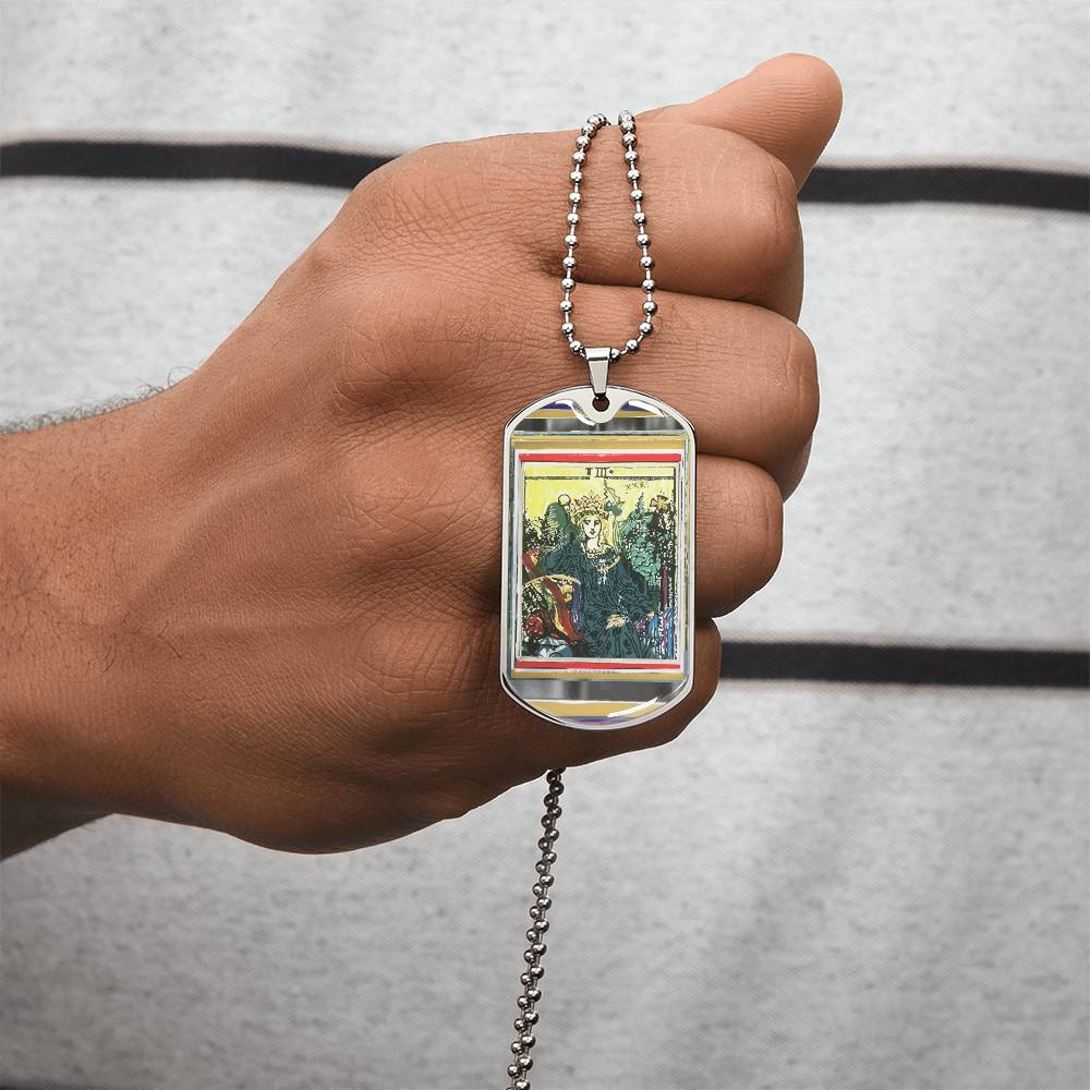 Tarot Card Empress Pendant Necklace _Gift For Tarot Lovers - Army Tag Necklace, Dog Tag Necklace
