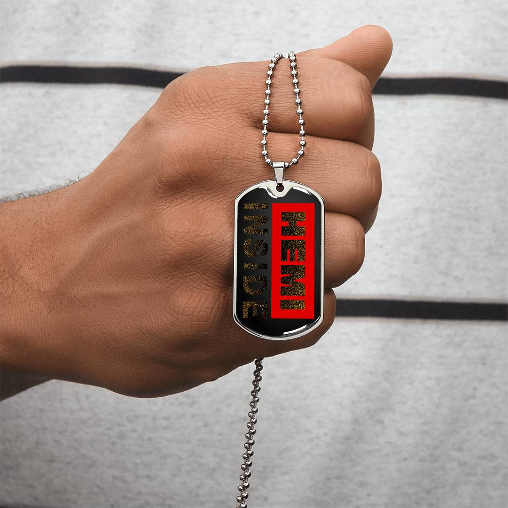 Hemi Inside - Locket For Hemi Lovers - Army Tag Necklace, Dog Tag Necklace