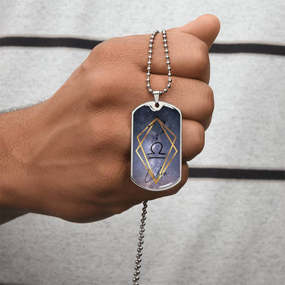 Libra Galaxy Personalized Dog Tag Necklace - Army Tag Necklace, Dog Tag Necklace