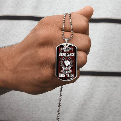 Real Heroes Don't Wear Capes Fathers Day Friendship Day Gift Veteran Independence Day Memorial Day Dad Brother Gift Ideas - Army Tag Necklace, Dog Tag Necklace
