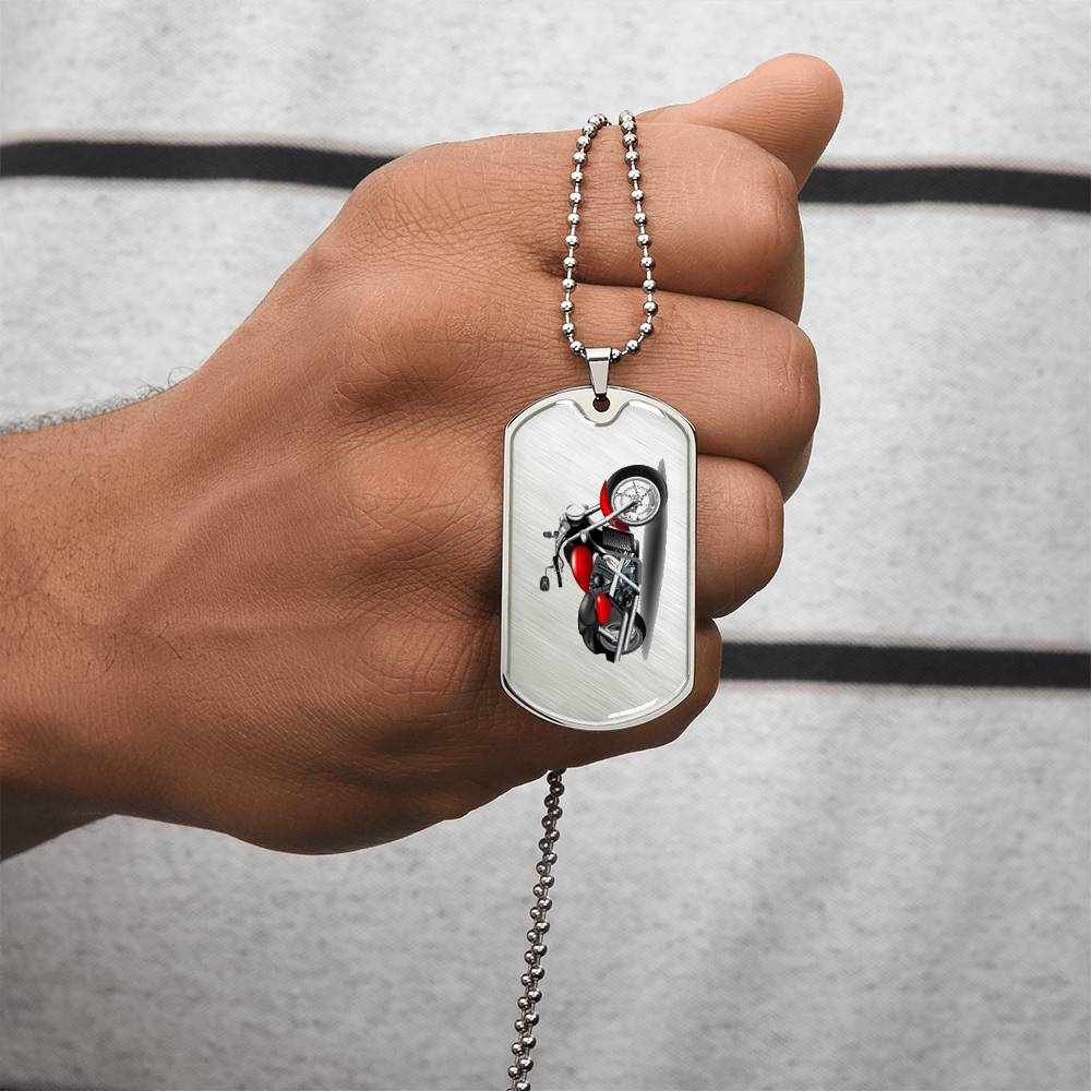 Motorcycle Necklace Dog Tag - Army Tag Necklace, Dog Tag Necklace