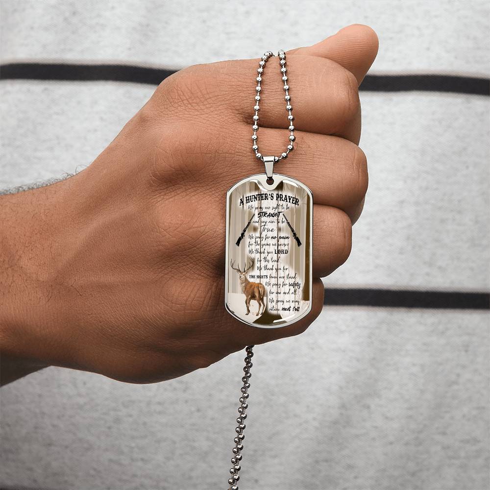 A Hunter's Prayer Dog Tag Pendant - Army Tag Necklace, Dog Tag Necklace