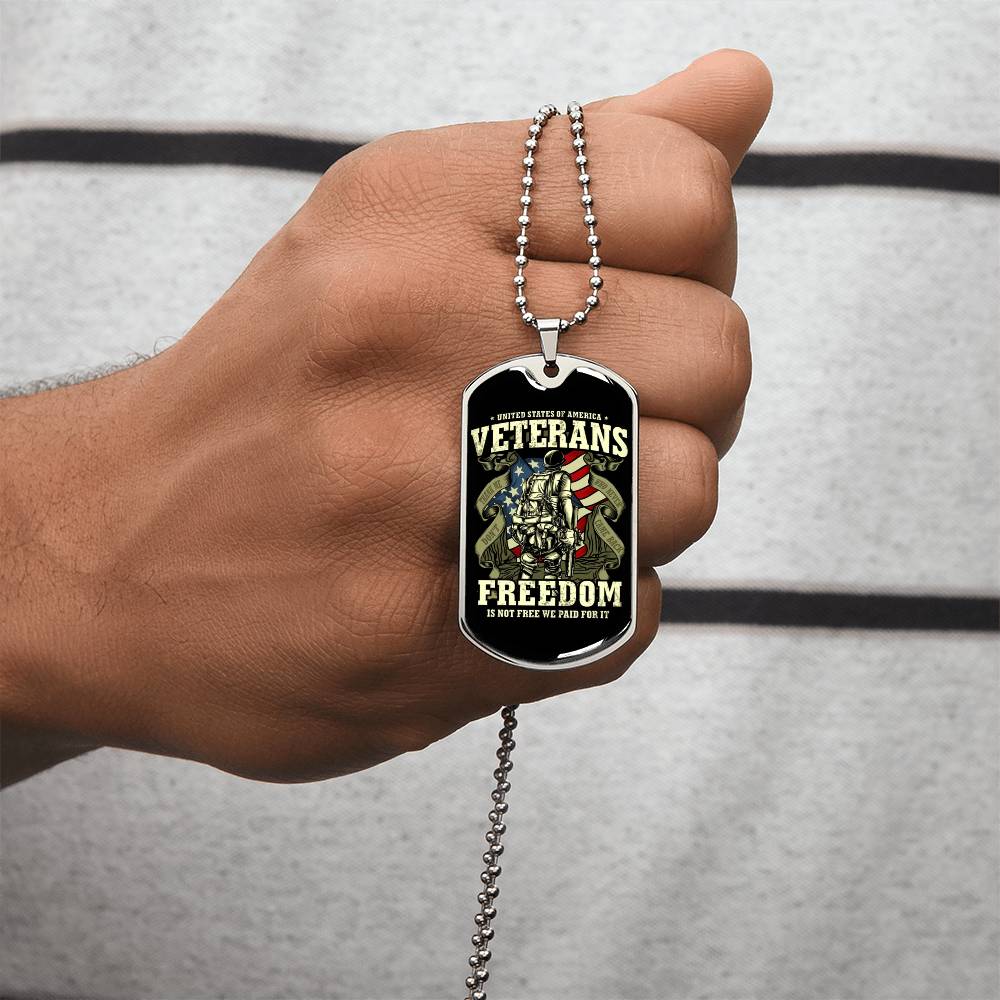 Veteran Dog Tag - Freedom Is Not Free - Army Tag Necklace, Dog Tag Necklace