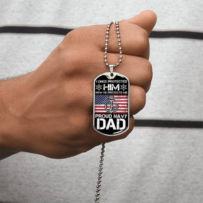 Proud Navy Dad , Navy Dad Gift, Proud Navy Dad Dog Tag, Fathers Day Gift For Navy Dad, Dog Tag Gift For Proud Navy Dad - Army Tag Necklace, Dog Tag Necklace